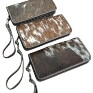 Ladies Hair-On Leather Zipper Pouch (Cowhide)