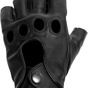 Men’s Fingerless Leather Gloves (Black)