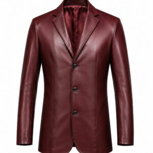 Men's leather 3 Button Coat