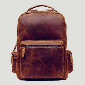 Vintage Brown Leather Bagpack