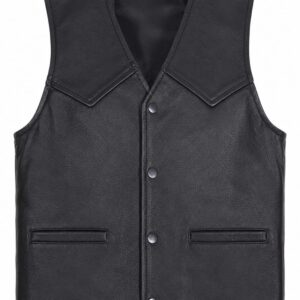 Men’s Black Leather Vest