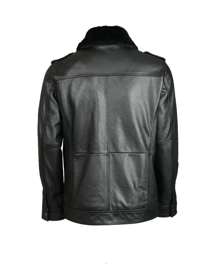 Leather Jacket With Soft Fur Collar ( P-7 ) - Image 2