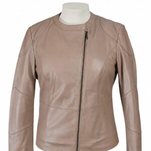 Women's Leather Jacket ( Round Neck ) Luni
