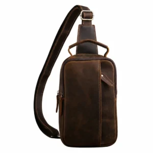 Vintage Leather Sling Bag / Crossbody Chest Bag
