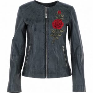 Women's Leather Jacket Floral